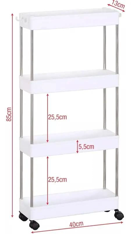 CARRITO ORGANIZADOR DELGADO DE 4 NIVELES PARA BAÑO Y COCINA - 2