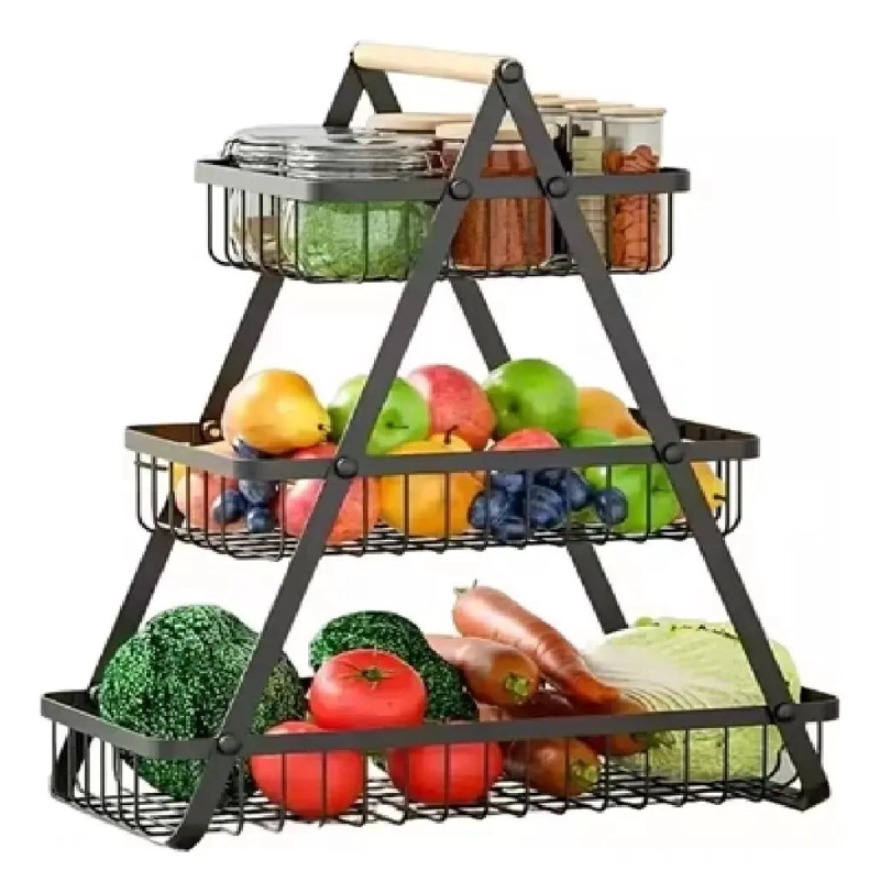 CESTA ORGANIZADOR DE FRUTAS Y VERDURAS DE 3 NIVELES - 4