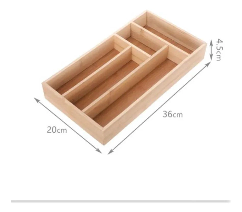 BANDEJA ORGANIZADORA DE CUBIERTOS DE BAMBU CON 5 COMPARTIMENTOS - 3