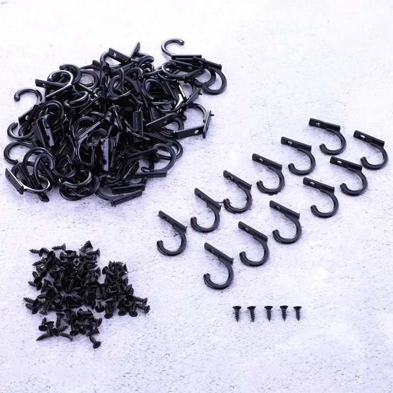 PAQUETE DE 50 CLIPS GANCHOS MULTIFUNCIONALES DE METAL NEGRO - 6