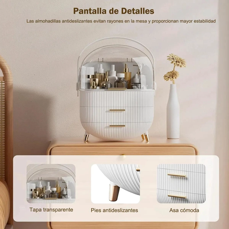 ORGANIZADOR PORTATIL DE COSME TICOS Y MAQUILLAJE COLOR BLANCO - 3