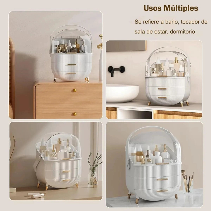 ORGANIZADOR PORTATIL DE COSME TICOS Y MAQUILLAJE COLOR BLANCO - 4
