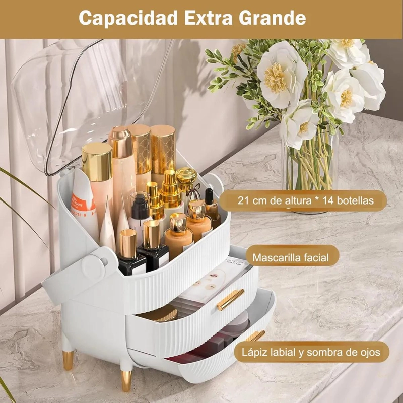 ORGANIZADOR PORTATIL DE COSME TICOS Y MAQUILLAJE COLOR BLANCO - 5