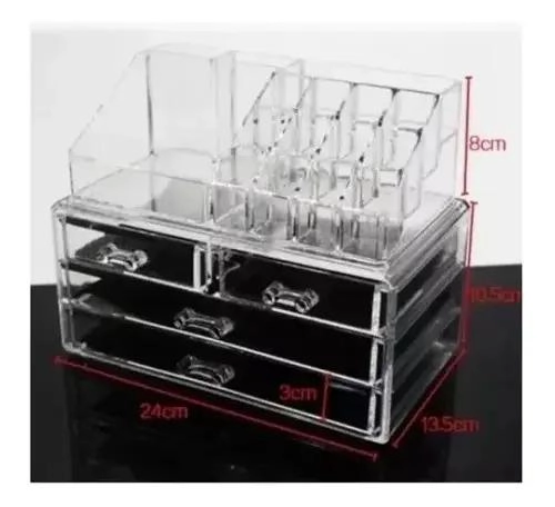 ORGANIZADOR ACRILICO GRANDE PARA MAQUILLAJE Y JOYAS CON ESPEJO - 4
