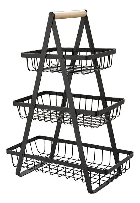 CANASTO ORGANIZADOR DE FRUTAS Y VERDURAS DE 3 NIVELES - 2