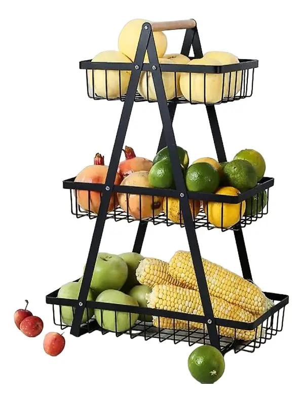 CANASTO ORGANIZADOR DE FRUTAS Y VERDURAS DE 3 NIVELES - 8