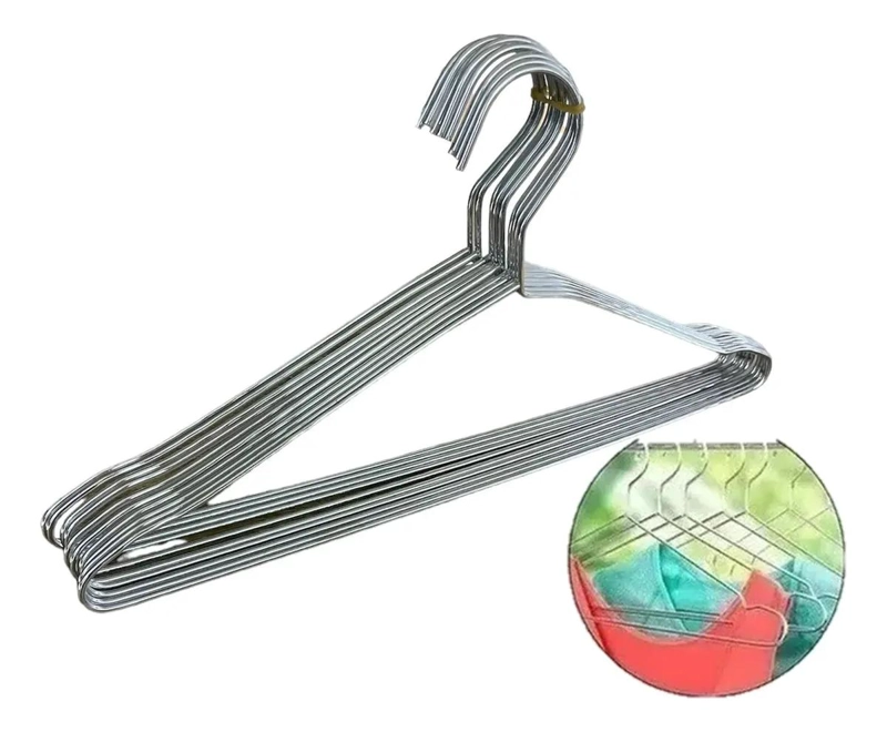 PACK DE 10 PERCHAS METALICAS ANTIDESLIZANTES PARA ROPA - 1
