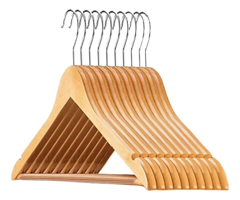 PACK DE 20 GANCHOS DE MADERA NATURAL PARA ORGANIZAR ROPA - 1
