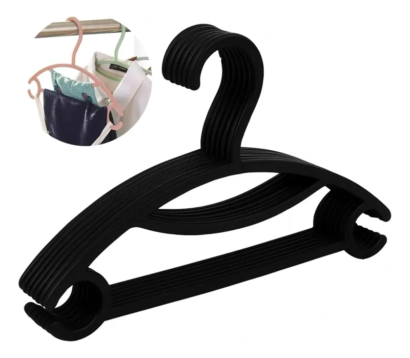 PACK DE 30 COLGADORES ANTIDESLIZANTES PARA ROPA EN COLOR NEGRO - 1
