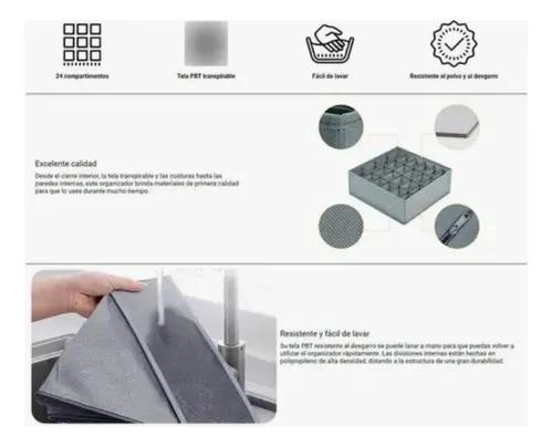 ORGANIZADOR PLEGABLE DE CAJON CON 24 DIVISIONES EN GRIS - 2