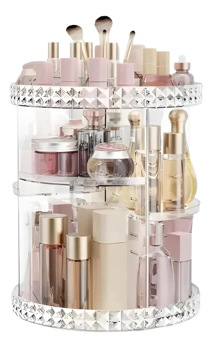 ORGANIZADOR GIRATORIO DE COSME TICOS ACRILICO PARA MAQUILLAJE - 1