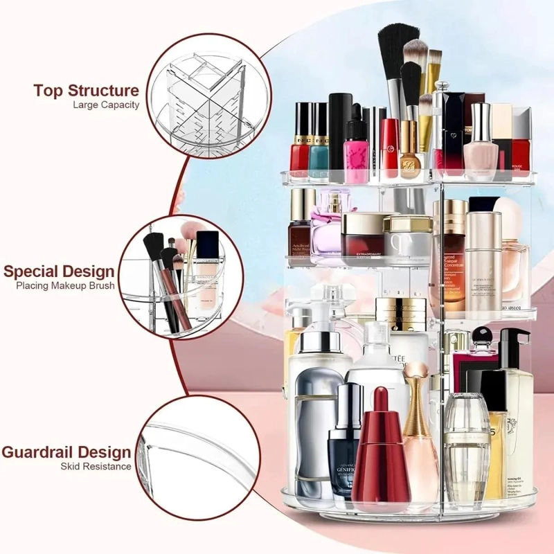 ORGANIZADOR GIRATORIO DE COSME TICOS ACRILICO PARA MAQUILLAJE - 5