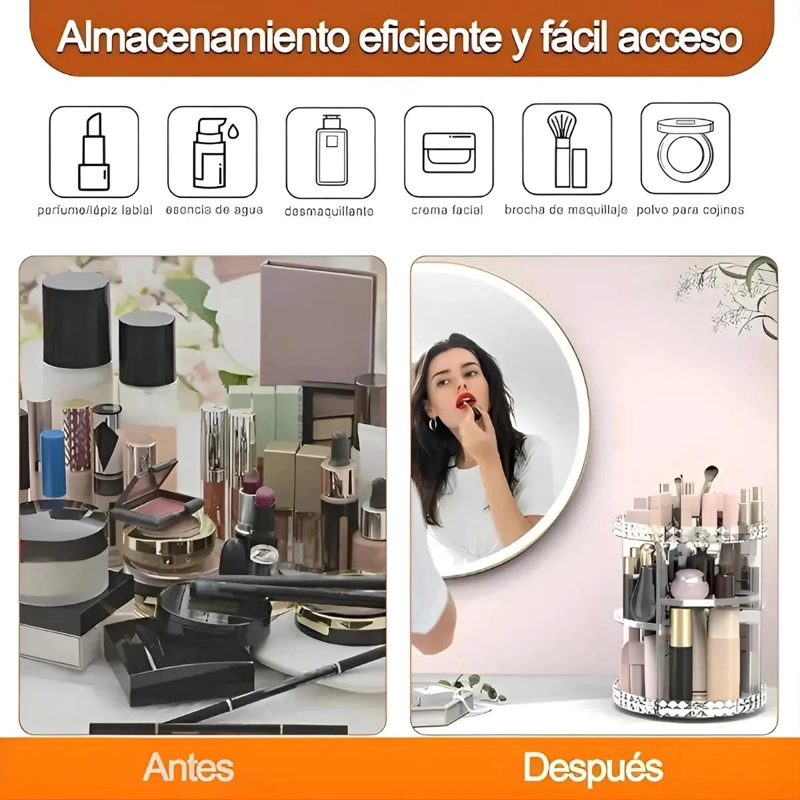 ORGANIZADOR GIRATORIO DE COSME TICOS ACRILICO PARA MAQUILLAJE - 9