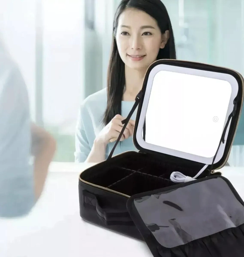 BOLSO DE MANO COSME TICO CON ESPEJO LED PARA MAQUILLAJE - 4