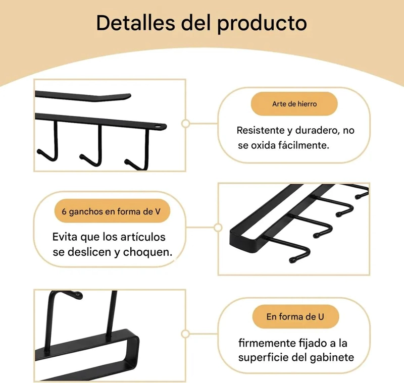 GANCHOS COLGANTES PARA COCINA Y BAÑO, 4 PIEZAS - 7