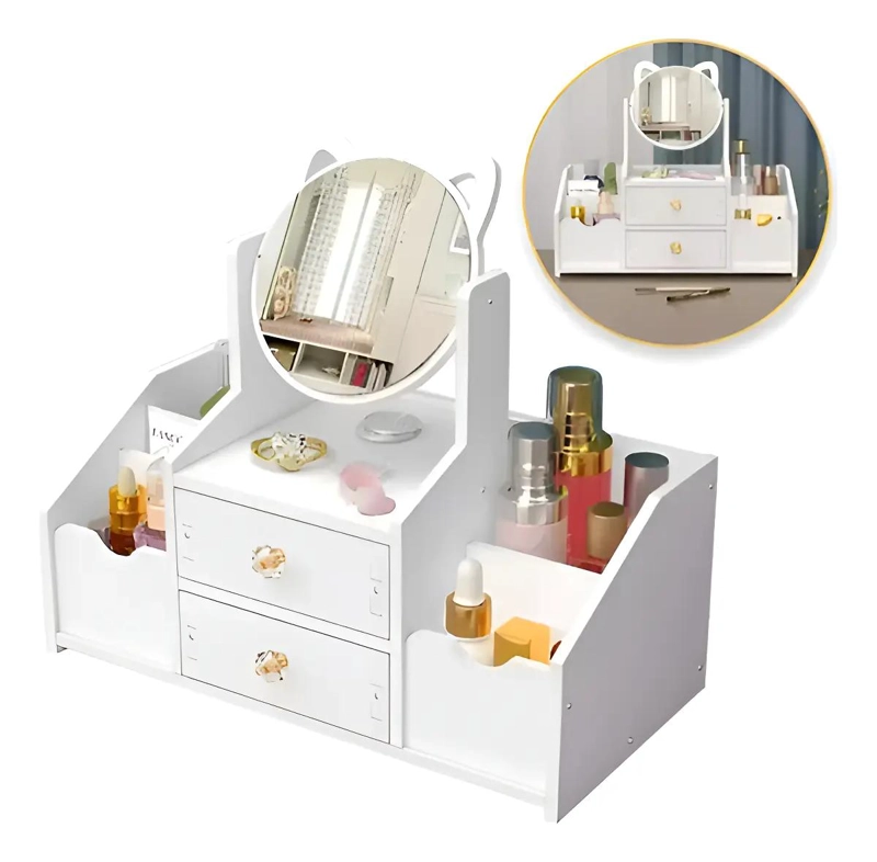 ORGANIZADOR DE CAJON PARA MAQUILLAJE CON ESPEJO Y DISEÑO PRACTICO - 1