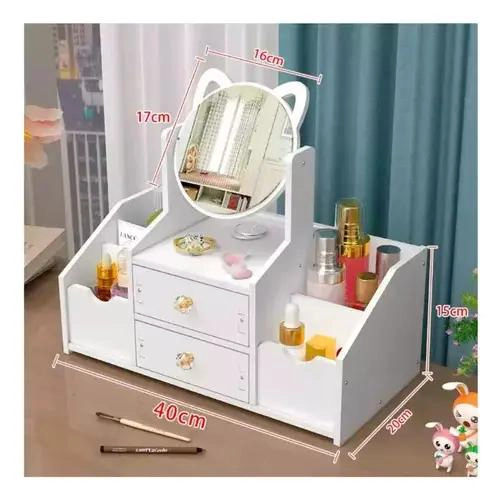 ORGANIZADOR DE CAJON PARA MAQUILLAJE CON ESPEJO Y DISEÑO PRACTICO - 5