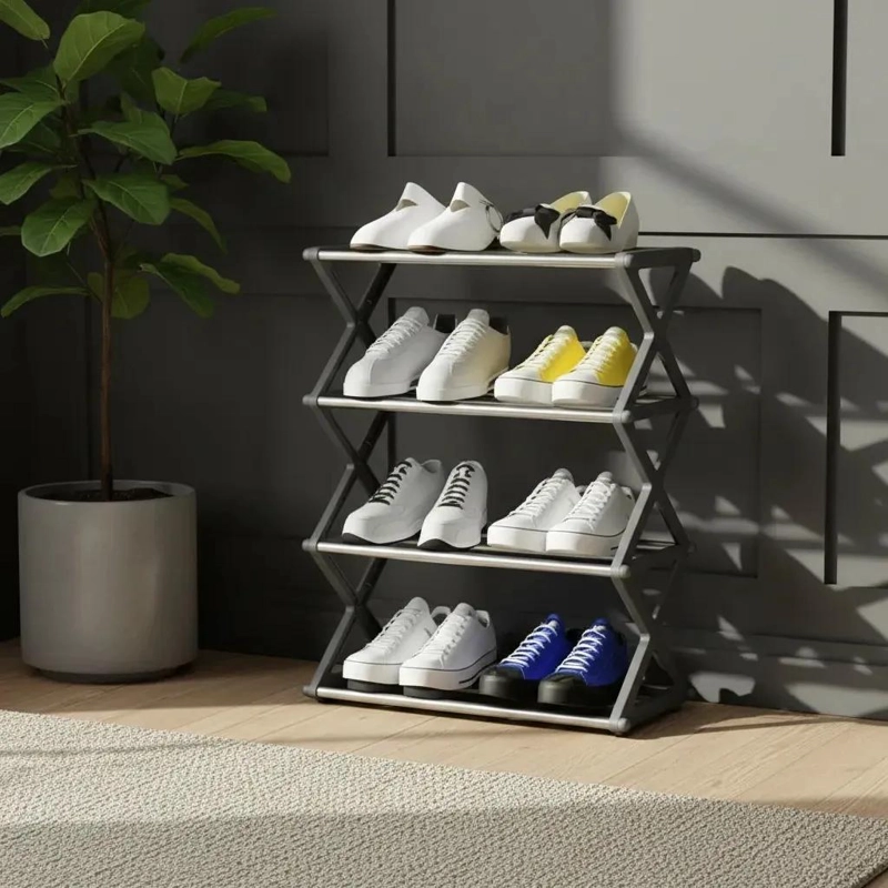 ORGANIZADOR DE ZAPATOS MULTIFUNCIONAL CON 4 NIVELES EN FORMA DE X - 5