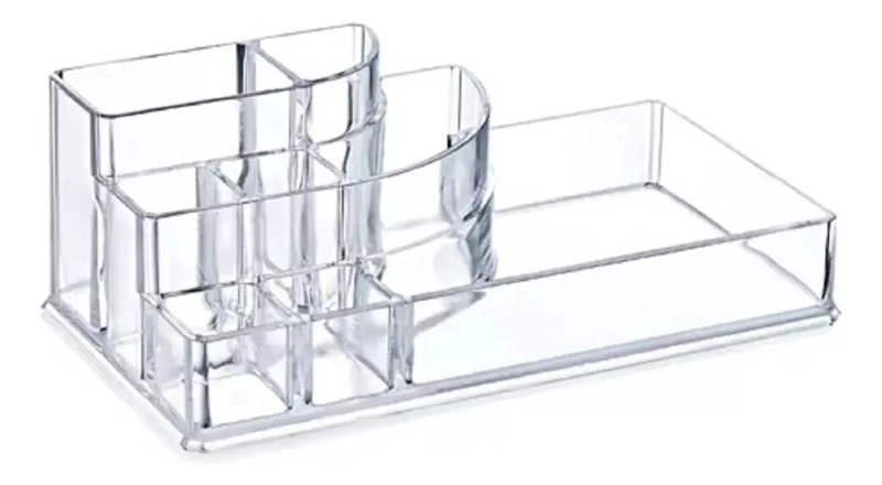 ORGANIZADOR DE MAQUILLAJE ACRILICO CON 8 COMPARTIMENTOS - 1