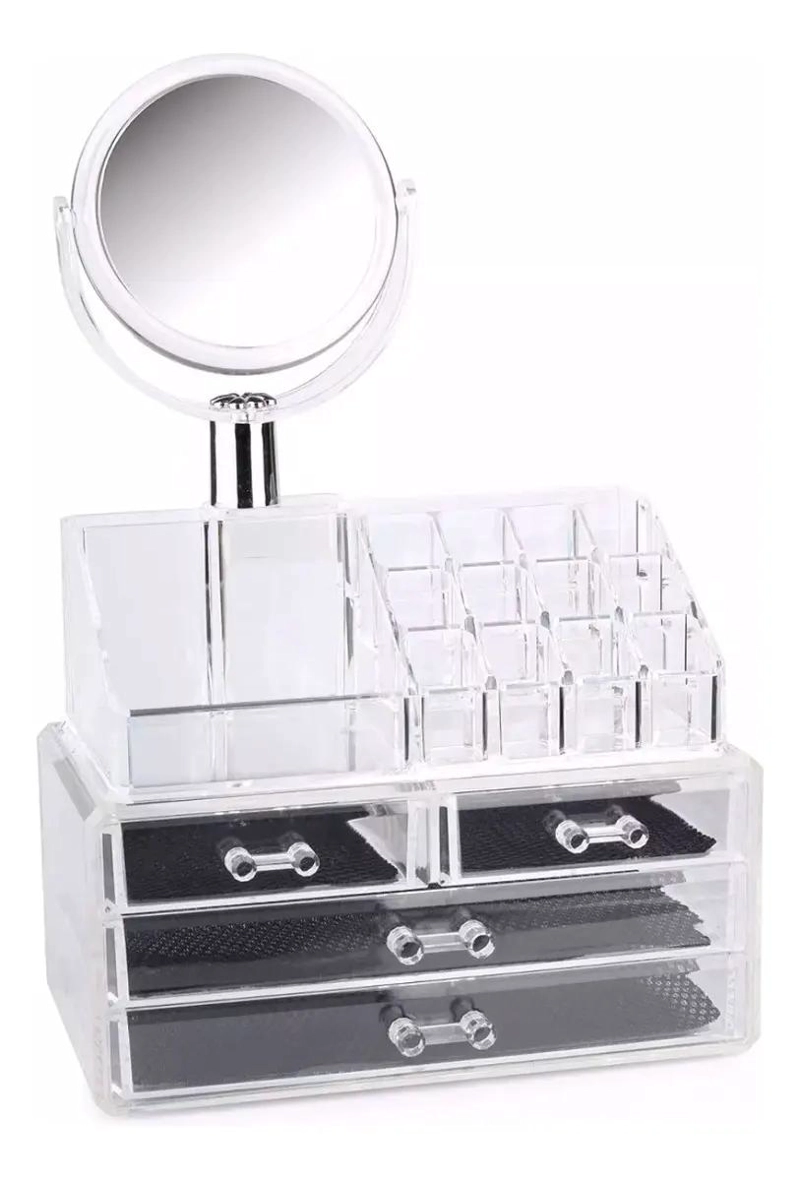 ORGANIZADOR DE MAQUILLAJE CON ESPEJO Y 4 CAJONES MULTICOLOR - 2