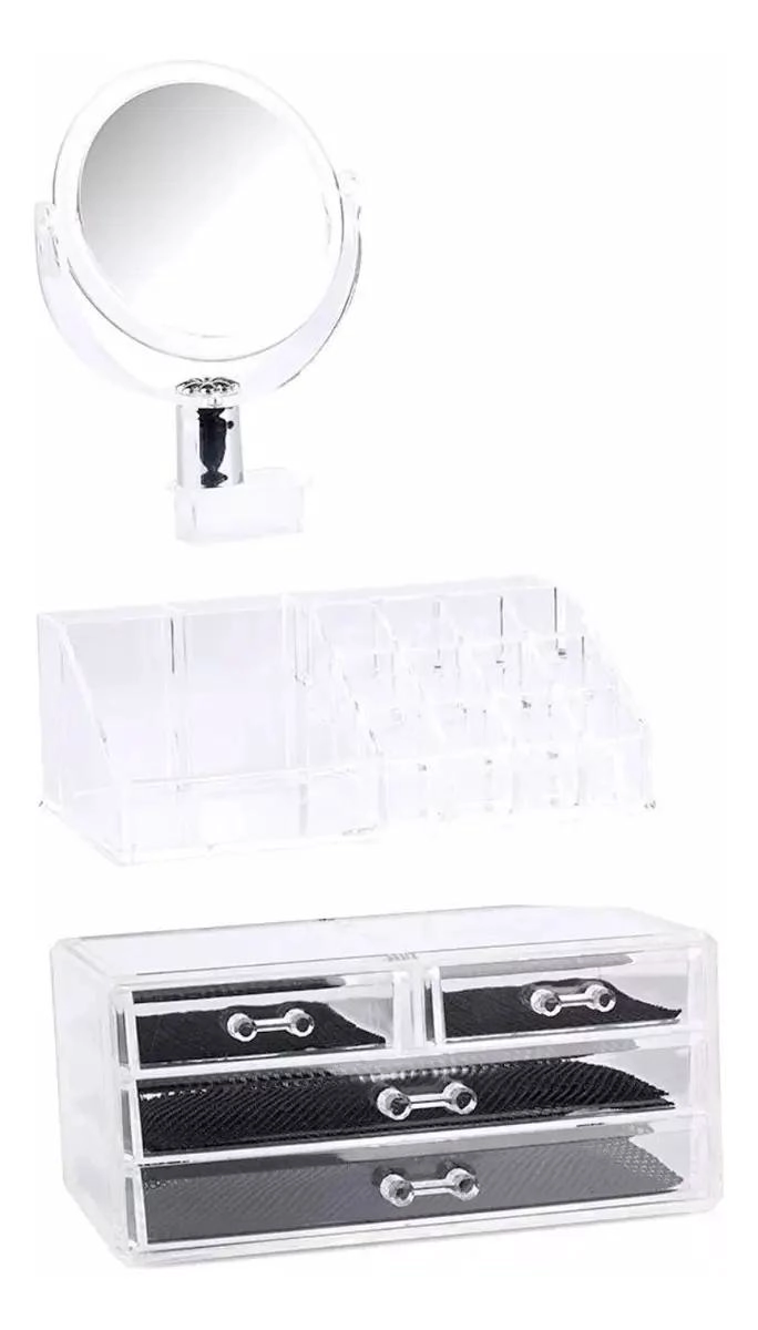 ORGANIZADOR DE MAQUILLAJE CON ESPEJO Y 4 CAJONES MULTICOLOR - 3