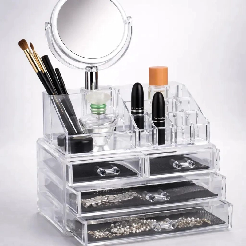 ORGANIZADOR DE MAQUILLAJE CON ESPEJO Y 4 CAJONES MULTICOLOR - 9