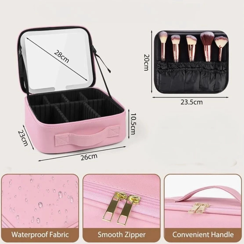 ESTUCHE ORGANIZADOR DE MAQUILLAJE CON ESPEJO LED AJUSTABLE - 5