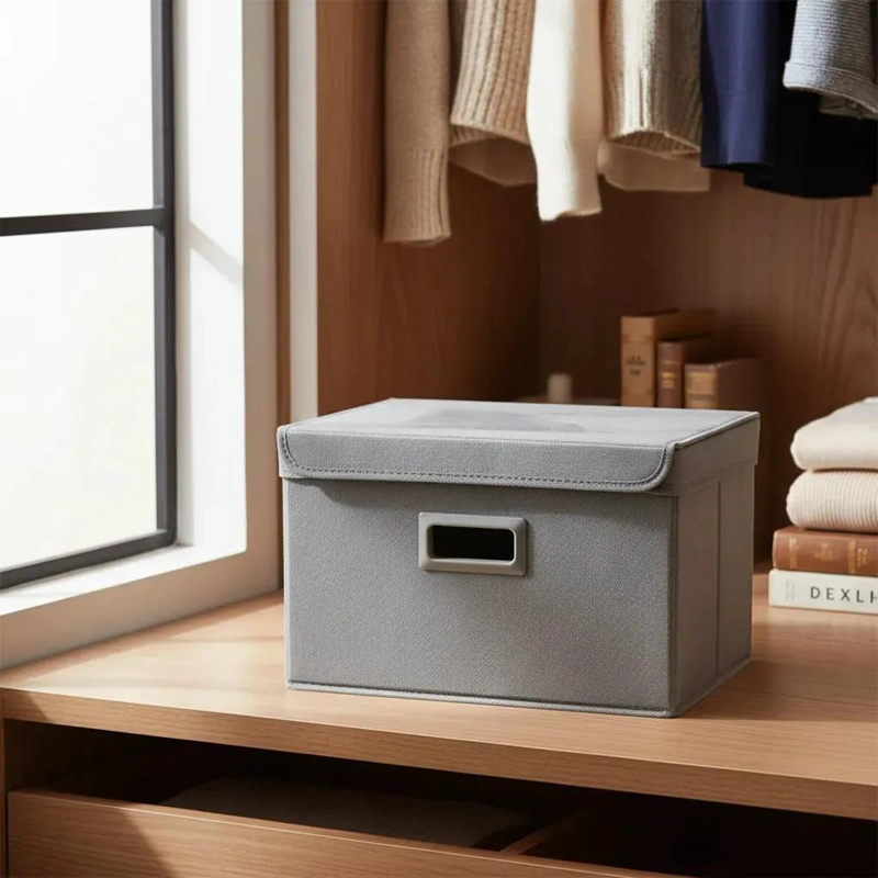 CAJA ORGANIZADORA PLEGABLE CON TAPA TRANSPARENTE PARA ROPA - 4