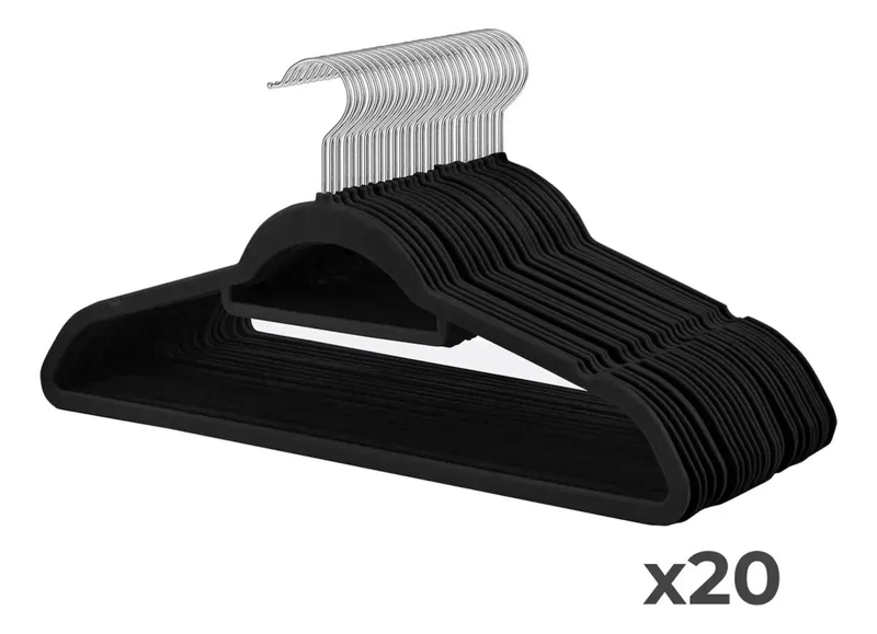 SET DE 20 COLGADORES DE ROPA DE TERCIOPELO ANTIDESLIZANTE - 1
