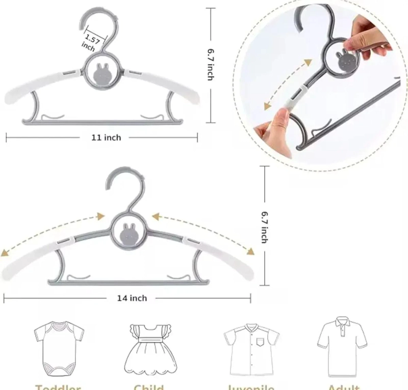 SET DE 5 COLGADORES ANTIDESLIZANTES PARA ROPA INFANTIL - 3