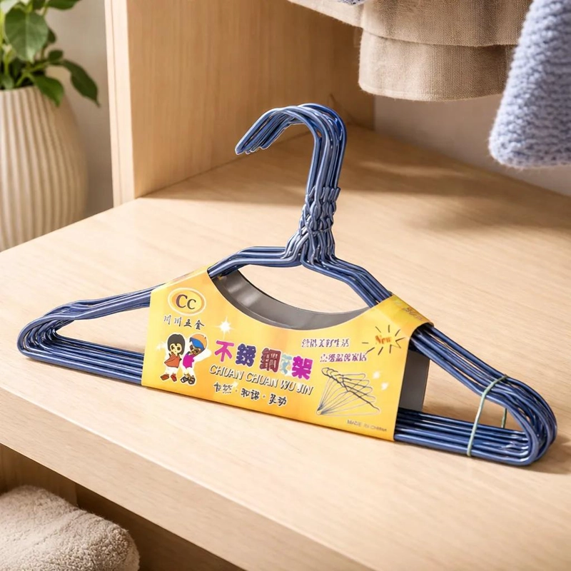 PACK DE 10 COLGADORES METALICOS PARA ROPA DE ACERO INOXIDABLE - 2