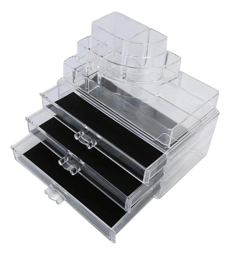 ORGANIZADOR ACRILICO PARA MAQUILLAJE CON 3 COMPARTIMENTOS - 2