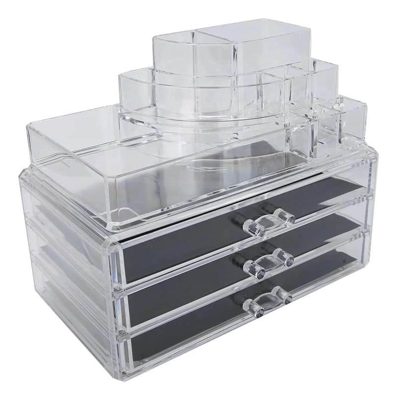 ORGANIZADOR ACRILICO PARA MAQUILLAJE CON 3 COMPARTIMENTOS - 3