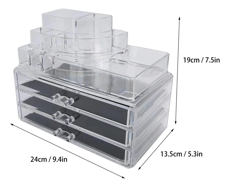 ORGANIZADOR ACRILICO PARA MAQUILLAJE CON 3 COMPARTIMENTOS - 4