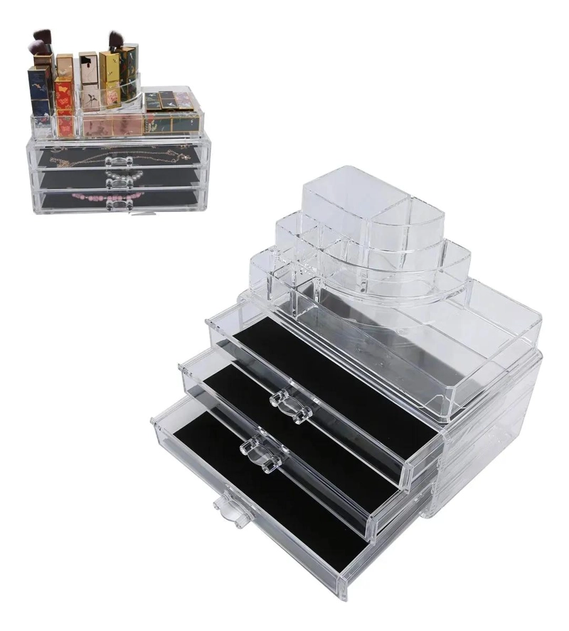 ORGANIZADOR ACRILICO PARA MAQUILLAJE CON 3 COMPARTIMENTOS - 5