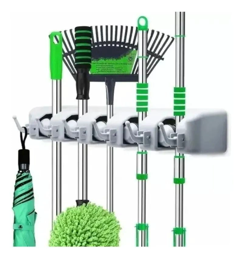 ORGANIZADOR COLGADOR DE PARED PARA ESCOBAS Y UTENSILIOS DE ASEO - 4