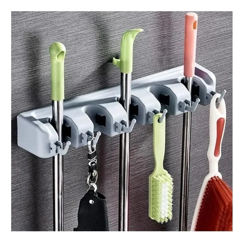 ORGANIZADOR COLGADOR DE PARED PARA ESCOBAS Y UTENSILIOS DE ASEO - 5