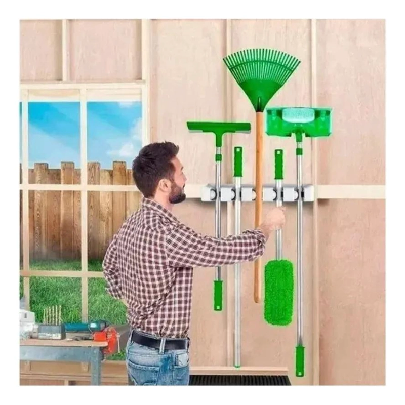 ORGANIZADOR COLGADOR DE PARED PARA ESCOBAS Y UTENSILIOS DE ASEO - 6