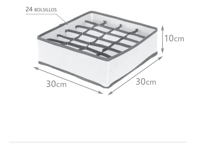 ORGANIZADOR DE ROPA INTERIOR CON 24 COMPARTIMENTOS 30X30X10 CM - 3