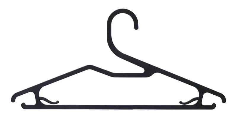 SET DE 10 COLGADORES NEGROS DE PLASTICO RESISTENTE PARA ROPA - 1