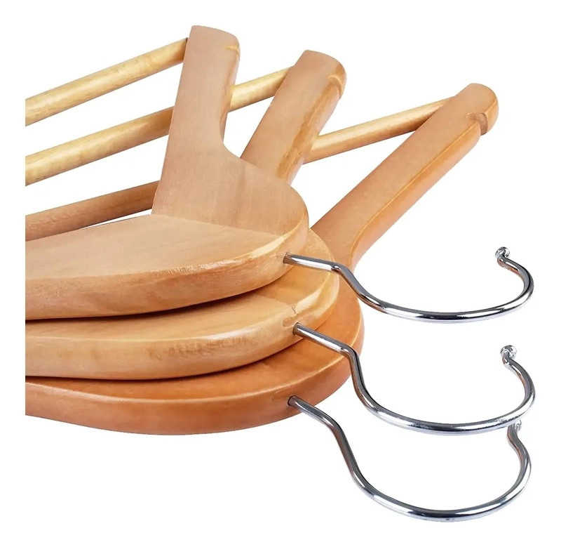 PERCHAS DE MADERA NATURAL PACK DE 20 UNIDADES PARA ROPA - 6