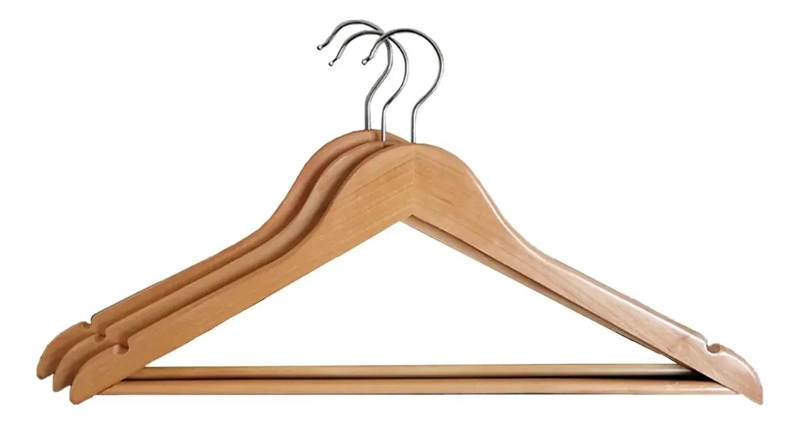 PERCHAS DE MADERA NATURAL PACK DE 20 UNIDADES PARA ROPA - 7
