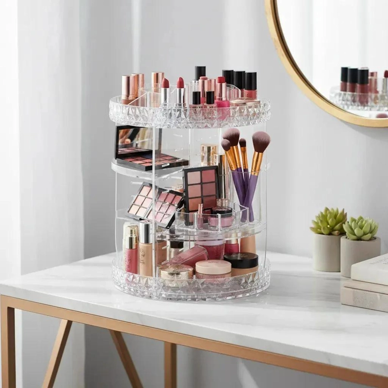 ORGANIZADOR ACRILICO PARA MAQUILLAJE CON 5 COMPARTIMENTOS - 5