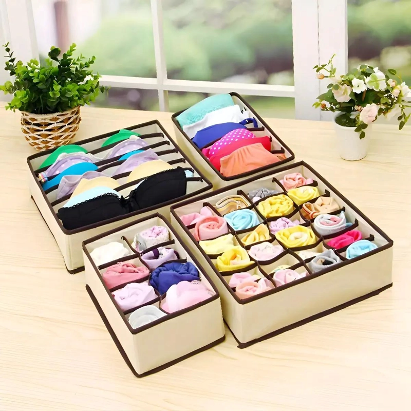 PACK DE 4 ORGANIZADORES PLEGABLES PARA ROPA INTERIOR Y ACCESORIOS - 4