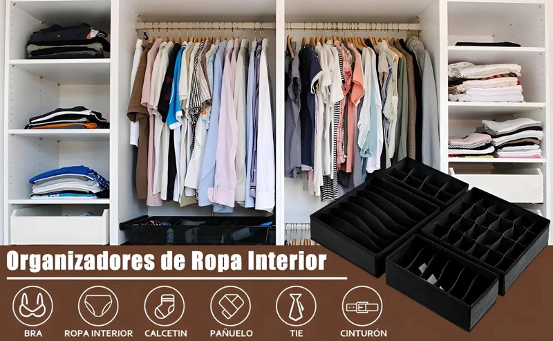 PACK DE 4 ORGANIZADORES PLEGABLES PARA ROPA INTERIOR Y ACCESORIOS - 7