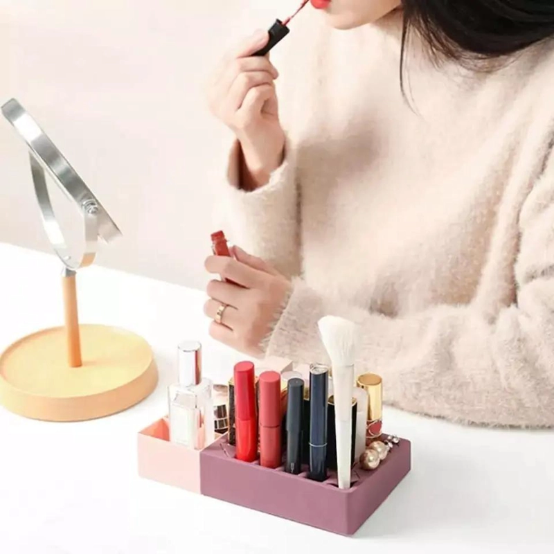 ORGANIZADOR DE MAQUILLAJE PARA ESCRITORIO CON COMPARTIMIENTOS - 5