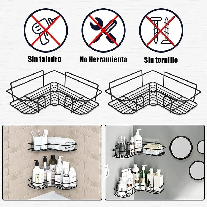 ESTANTE DE DUCHA NEGRO ORGANIZADOR DE BAÑO RESISTENTE - 2