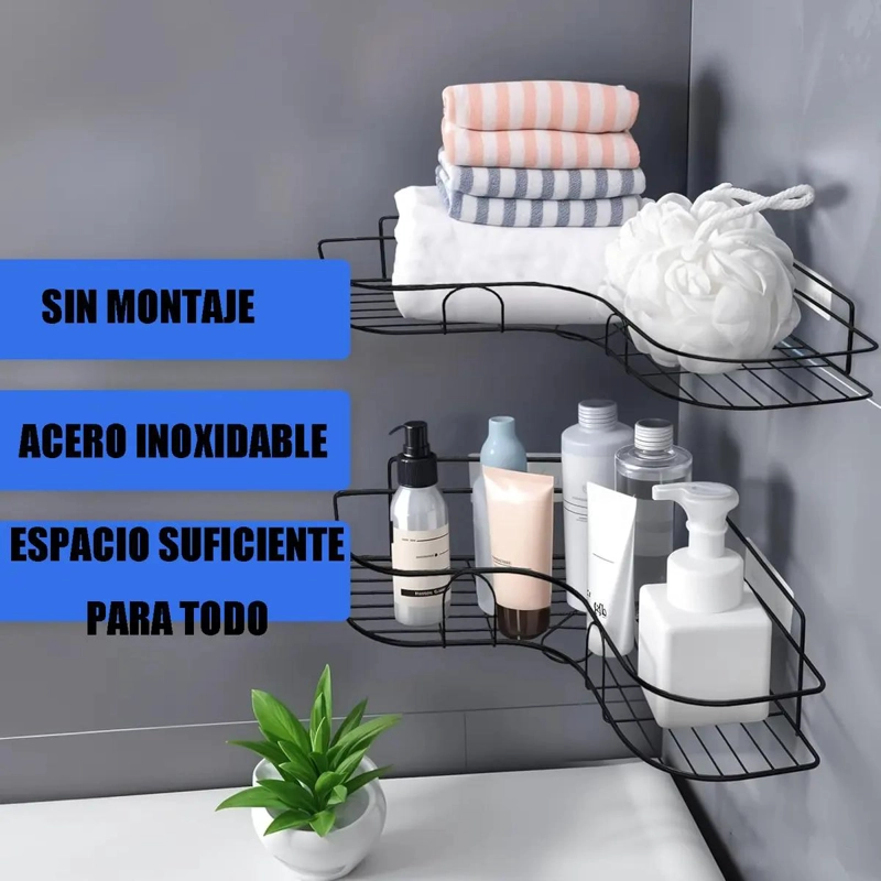 ESTANTE DE DUCHA NEGRO ORGANIZADOR DE BAÑO RESISTENTE - 5