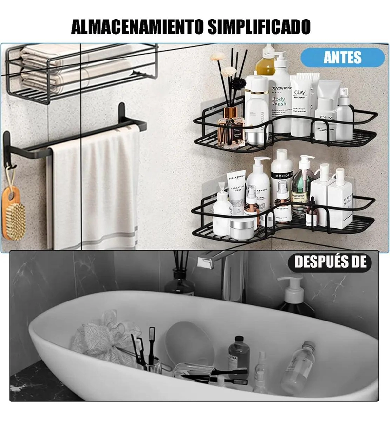 ESTANTE DE DUCHA NEGRO ORGANIZADOR DE BAÑO RESISTENTE - 6