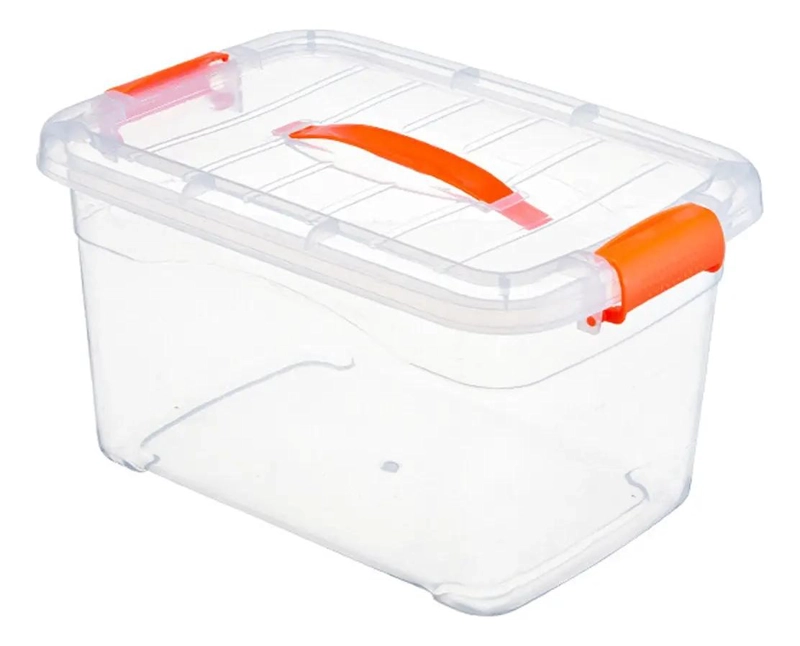 CAJA ORGANIZADORA TRANSPARENTE DE 9 LITROS CON TAPA Y ASA - 1